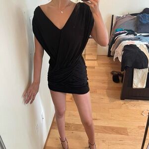 BCBGMaxAzria Black Draped Mini Dress